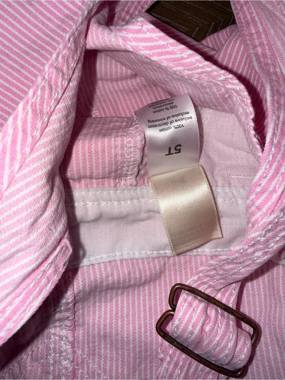 Oshkosh B'gosh Girl's 5T Overall PINK Classic PINK white Stripe